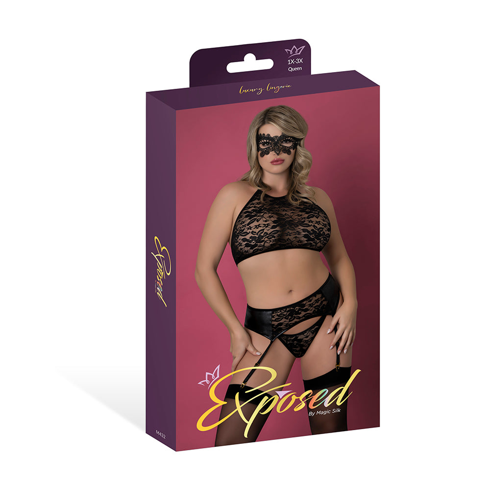 MAGIC SILK - CONJUNTO SUTIÃ HALTER, LIGUEIRO E MÁSCARA SINFUL