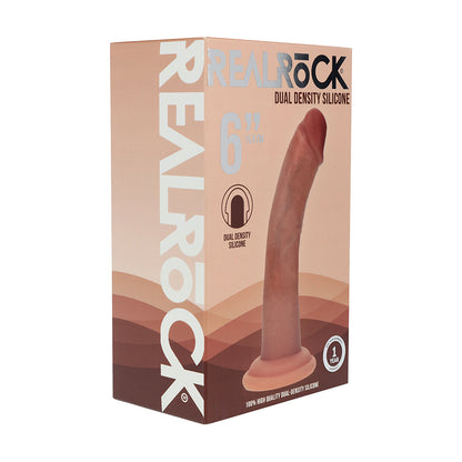 SHOTS - REALROCK DUAL DENSITY SILICONE REALISTIC CURVED DILDO 6 IN.