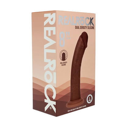 SHOTS - REALROCK DUAL DENSITY SILICONE REALISTIC CURVED DILDO 8 IN.