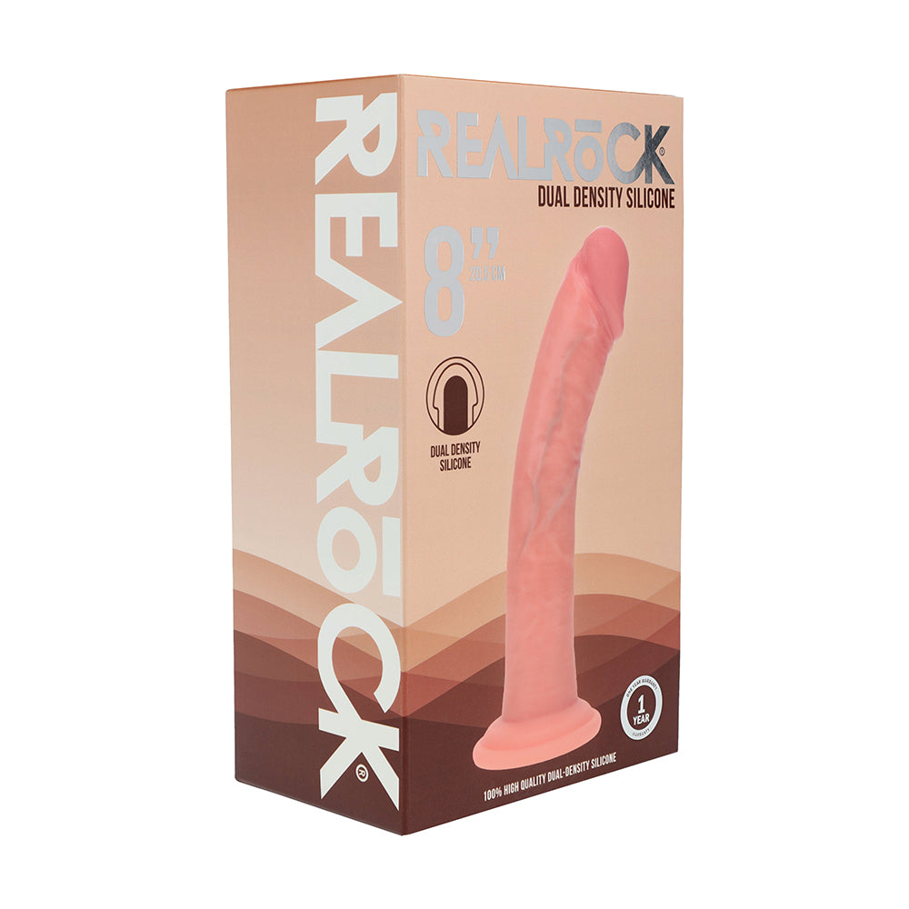 SHOTS - REALROCK DUAL DENSITY SILICONE REALISTIC CURVED DILDO 8 IN.