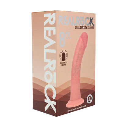 SHOTS - REALROCK DUAL DENSITY SILICONE REALISTIC CURVED DILDO 8 IN.