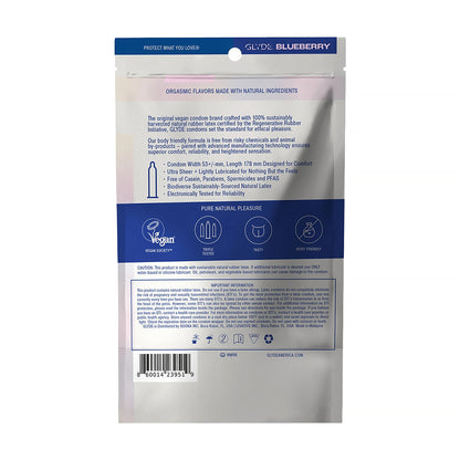 GLYDE - ULTRATHIN LATEX CONDOM BLUEBERRY FLAVORED 12-COUNT