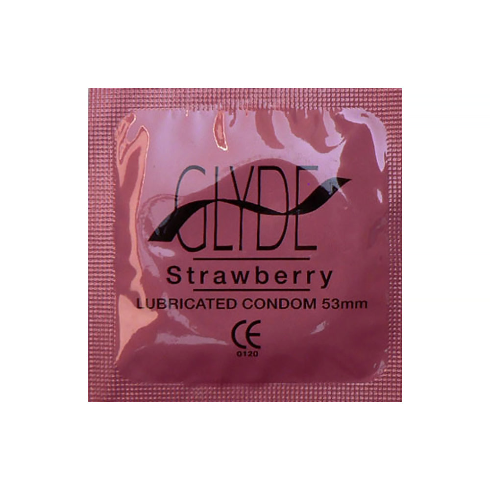 GLYDE - ULTRATHIN LATEX CONDOM STRAWBERRY FLAVORED 12-COUNT