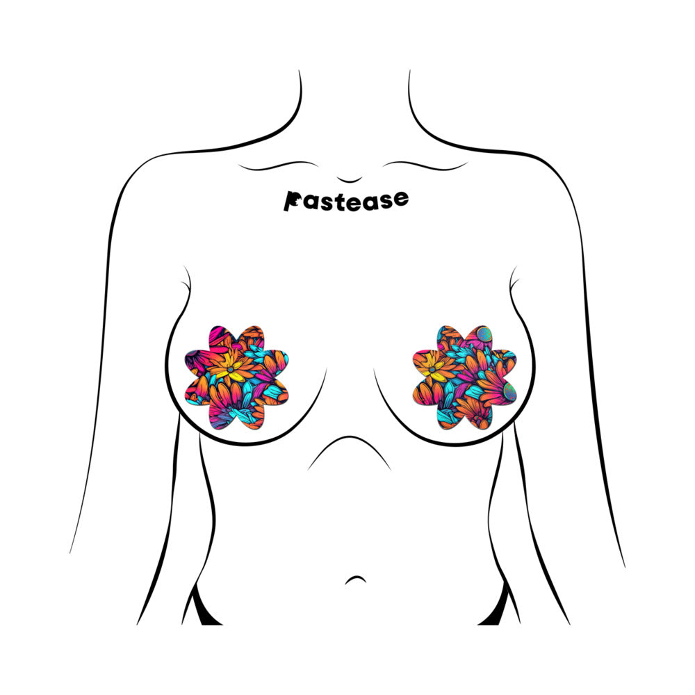 PASTEASE - ADESIVOS MAMILARES NEON FLOWERS