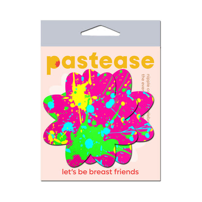 PASTEASE - COBRE-MAMILOS EM PÉTALAS COM EFEITO DE SALPICADO DE TINTA GRAFITI ROSA NEON