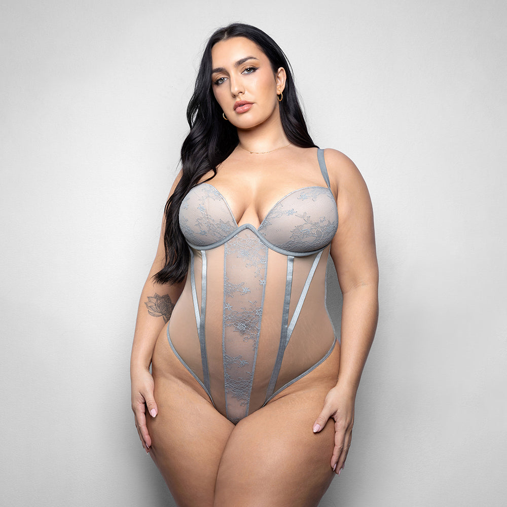 FANTASY LINGERIE - ELUSIVE MILA MOLDED CUP TEDDY WITH ZIPPER BACK XL/2XL