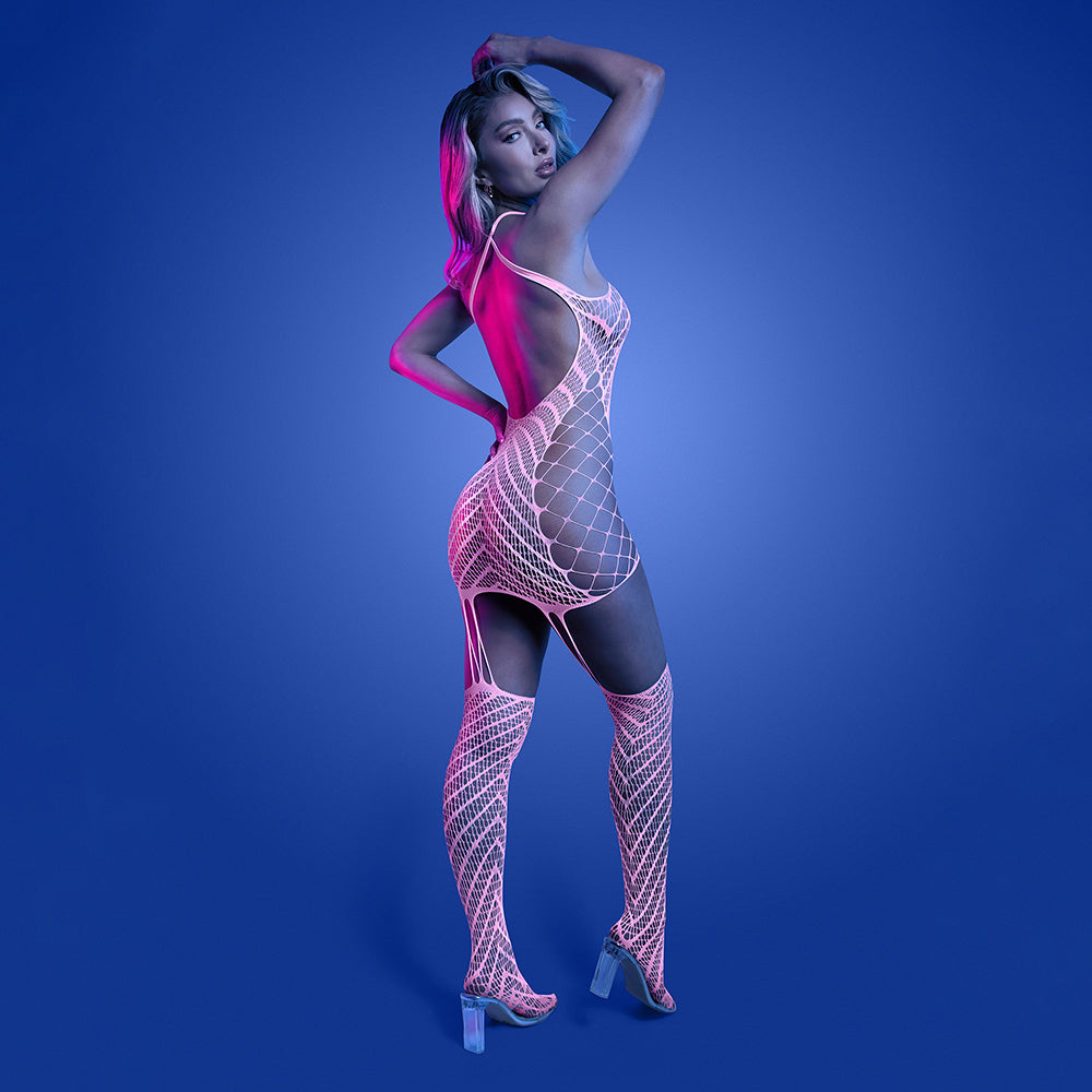 FANTASY LINGERIE - GLOW METAMORPHIC VESTIDO BODYSTOCKING QUE BRILHA NO ESCURO
