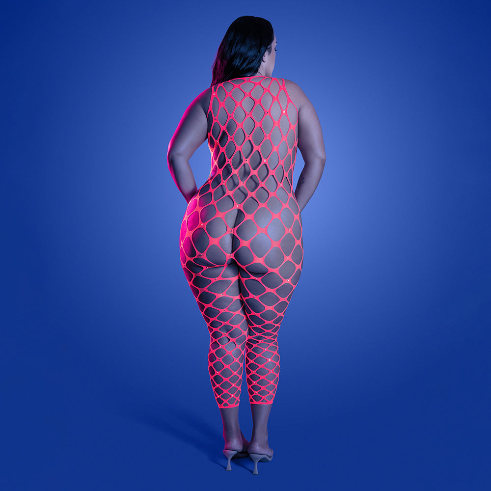 FANTASY LINGERIE - GLOW WANT IT ALL BODYSTOCKING REVERSÍVEL & COLARES DE MAMILOS COM STRASS TAMANHO QUEEN