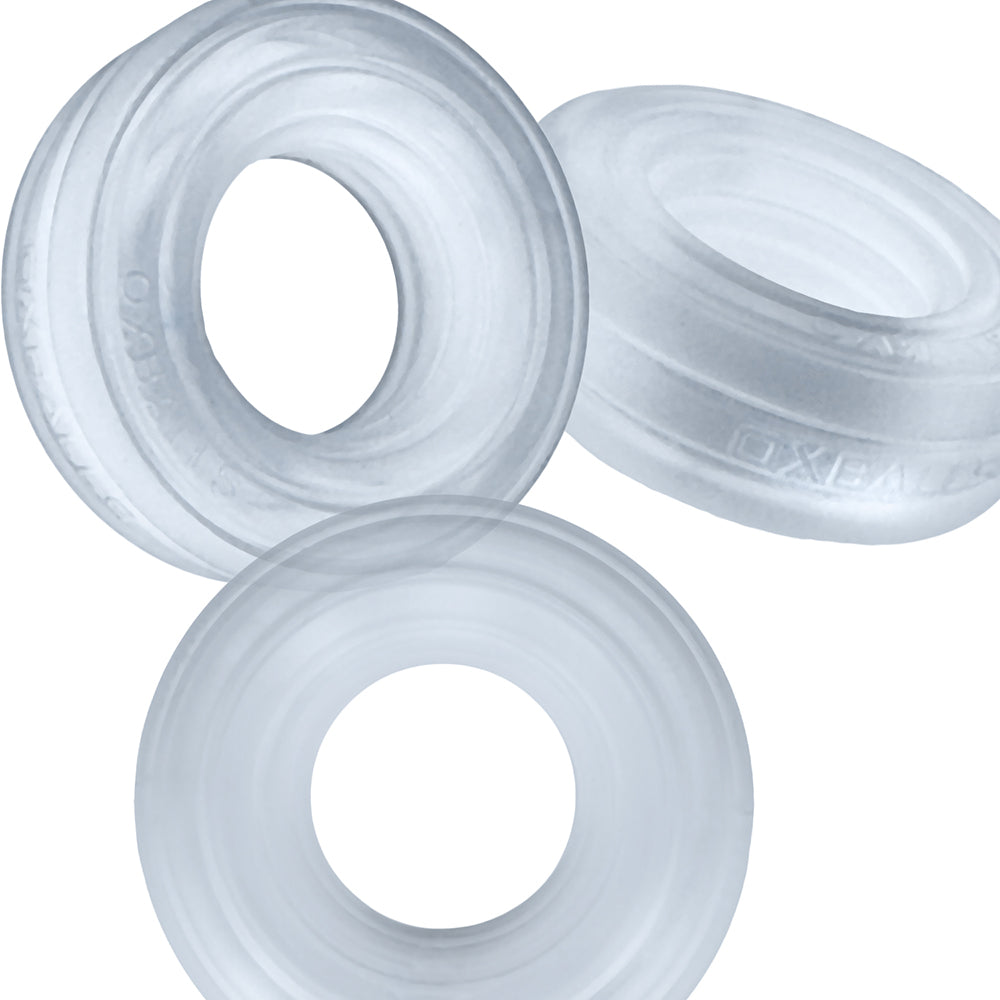 OXBALLS - HUNKYJUNK ROTO GROOVED GRIPPER-RIBBED COCK RING CLEAR STEAM