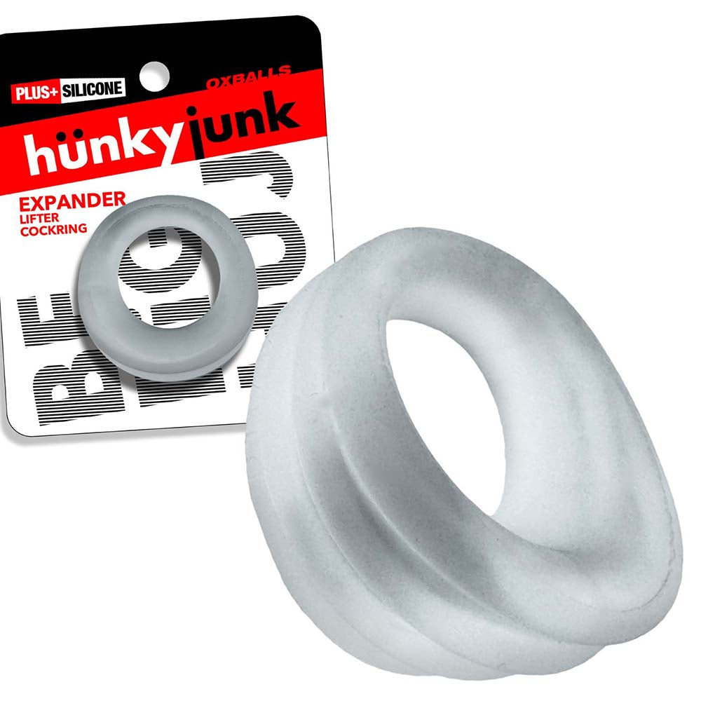 OXBALLS - HUNKYJUNK SLIMMER SCOOP-STYLE COCK RING, CLEAR STEAM
