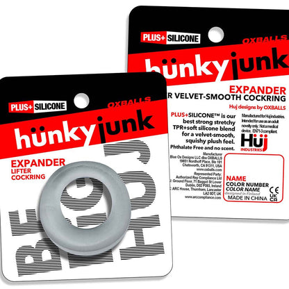 OXBALLS - HUNKYJUNK SLIMMER SCOOP-STYLE COCK RING, CLEAR STEAM