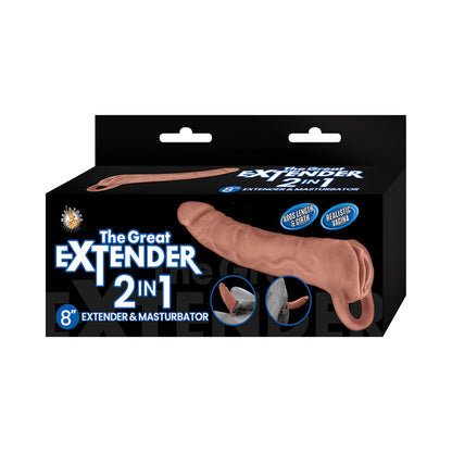 NASSTOYS - THE GREAT EXTENDER 2 IN 1 EXTENDER & MASTURBATOR 8IN BROWN