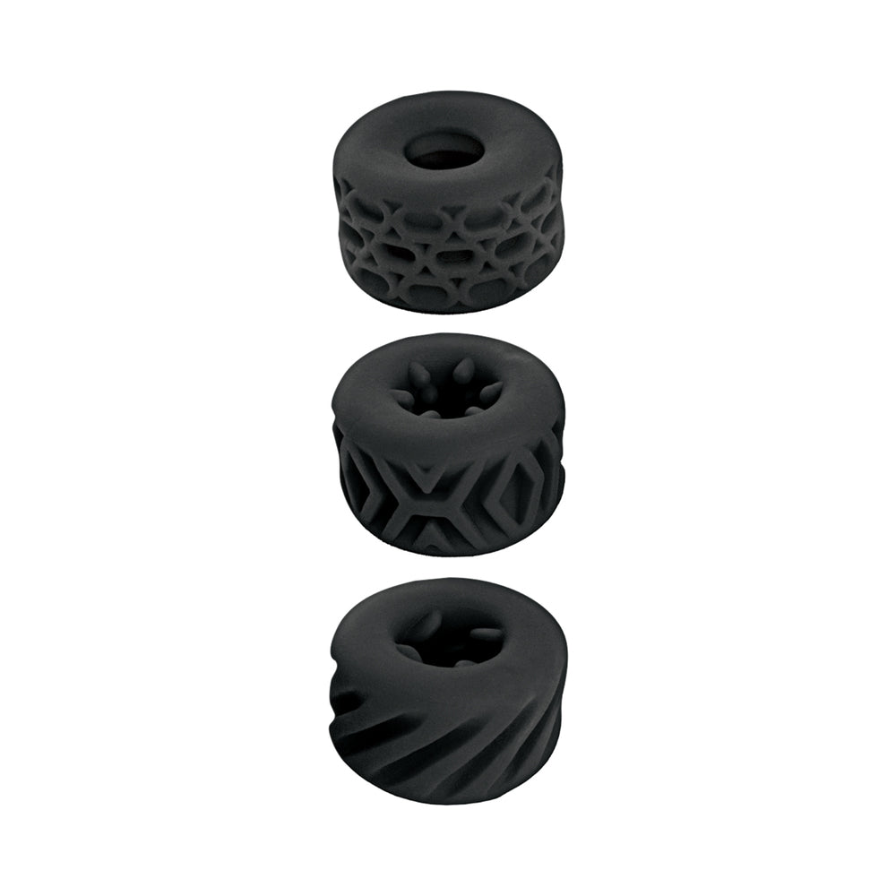 NASSTOYS - ANÉIS DE ESTIMULAÇÃO SUPER ELÁSTICOS EMBALAGEM DE 3 PRETO