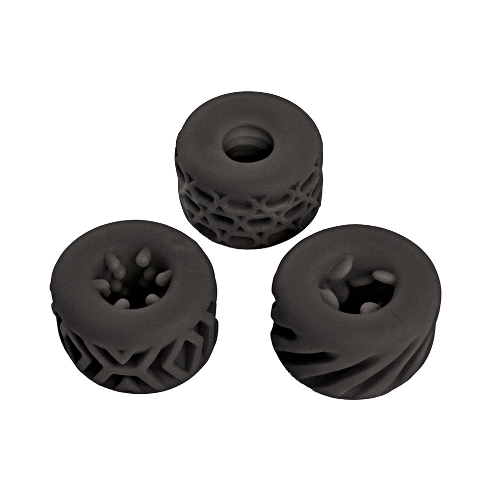 NASSTOYS - ANÉIS DE ESTIMULAÇÃO SUPER ELÁSTICOS EMBALAGEM DE 3 PRETO