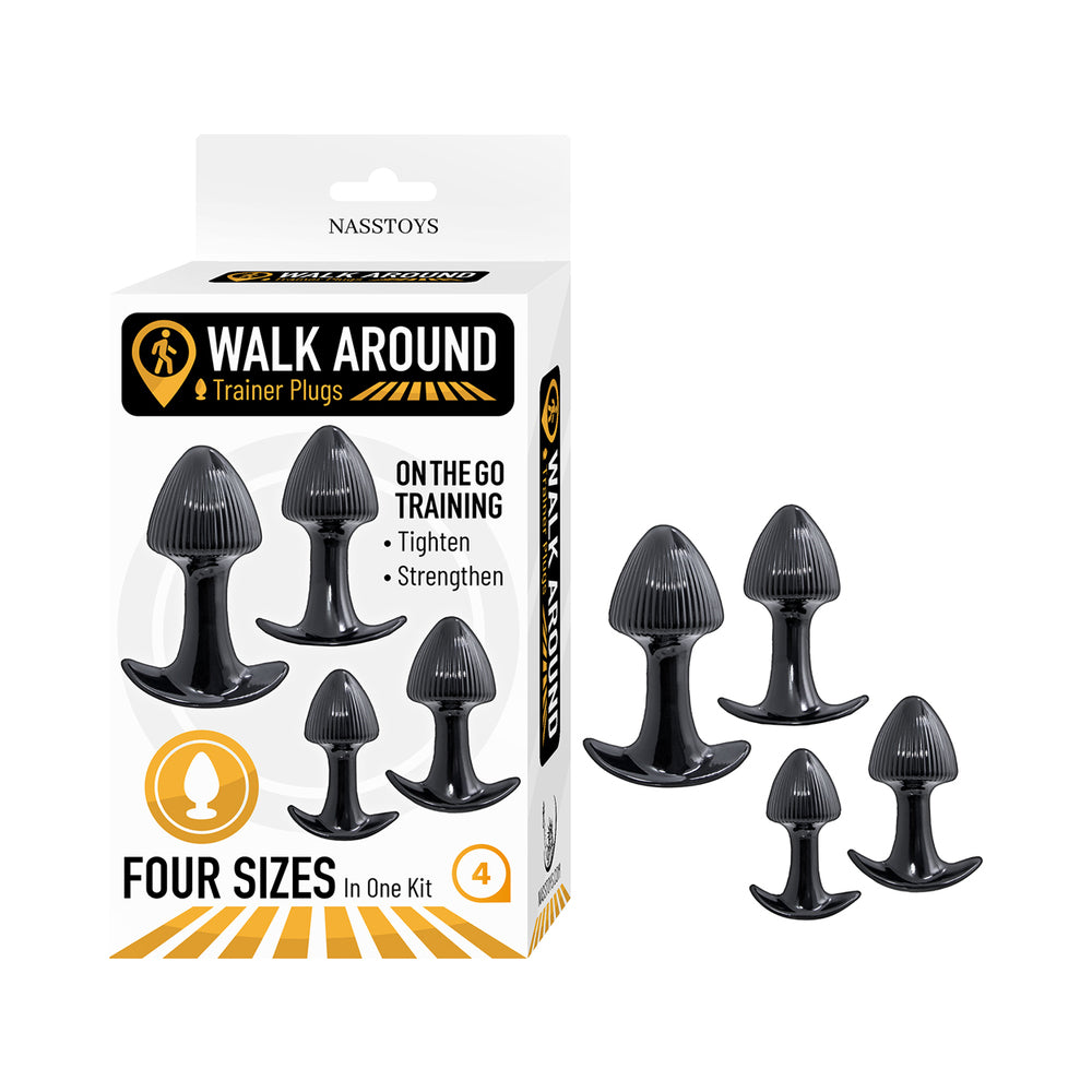 NASSTOYS - CONJUNTO DE 4 PLUGS ANAL DE TREINO WALK AROUND PRETO