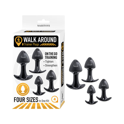 NASSTOYS - CONJUNTO DE 4 PLUGS ANAL DE TREINO WALK AROUND PRETO