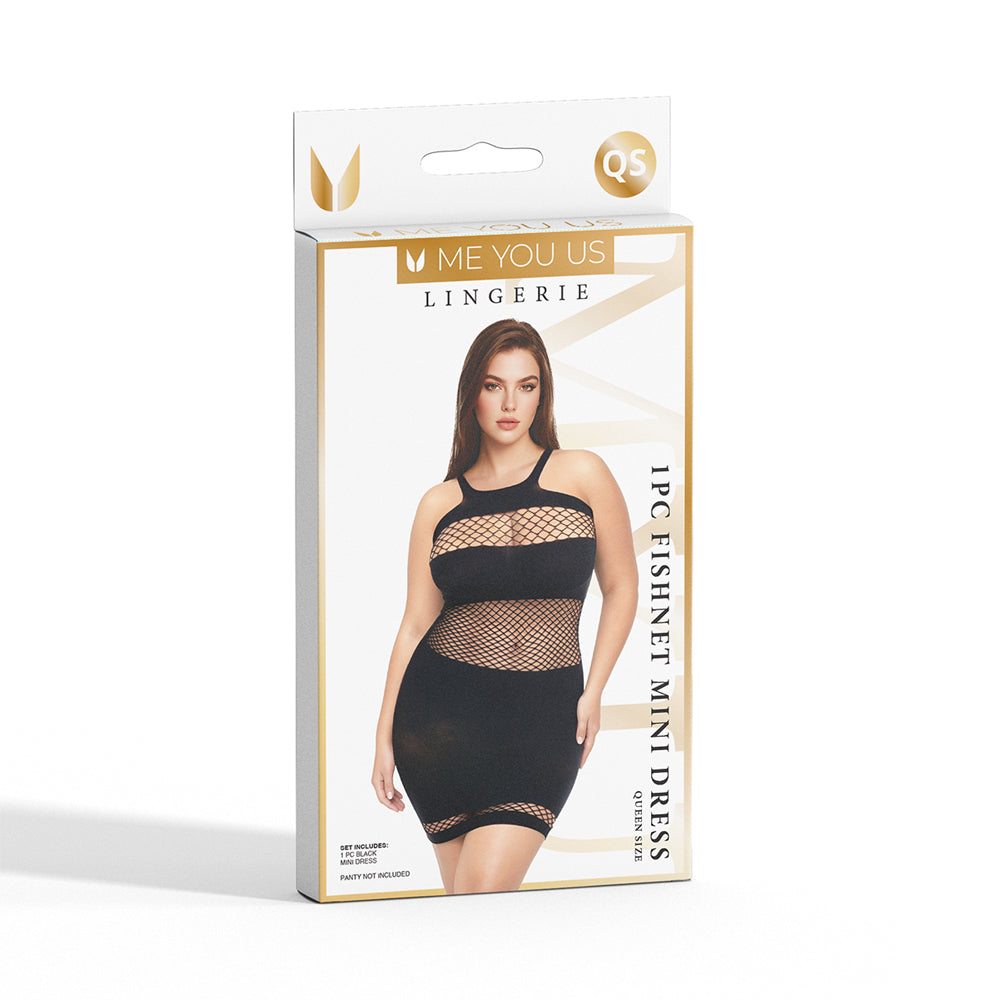 ME YOU US SIGNATURE - VESTIDO MINI DE REDE PRETO ME YOU US, TAMANHO QUEEN