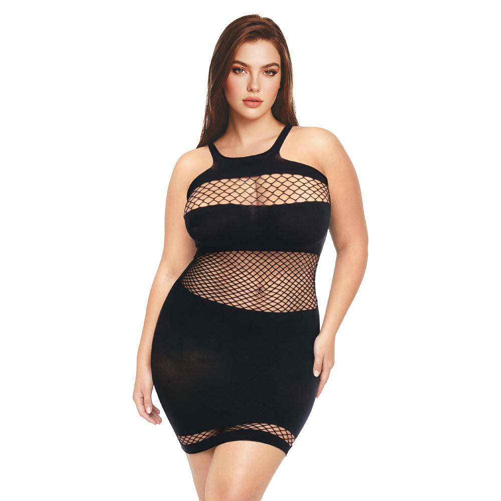 ME YOU US SIGNATURE - VESTIDO MINI DE REDE PRETO ME YOU US, TAMANHO QUEEN