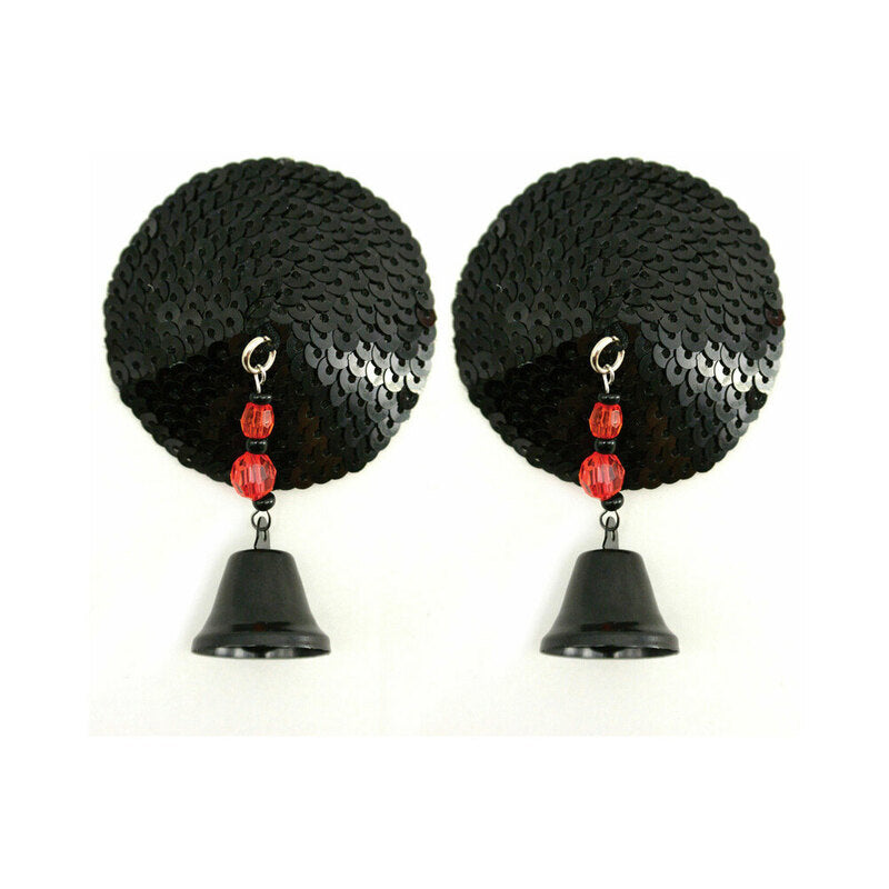 PHS INTERNATIONAL - BIJOUX DE NIP REDONDES COM PAILLETES PRETAS E SINO