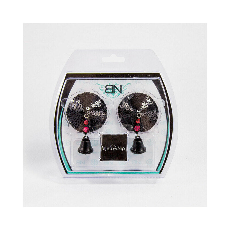 PHS INTERNATIONAL - BIJOUX DE NIP REDONDES COM PAILLETES PRETAS E SINO