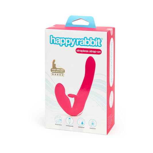 HAPPY RABBIT - VIBRATING STRAPLESS STRAP-ON PINK