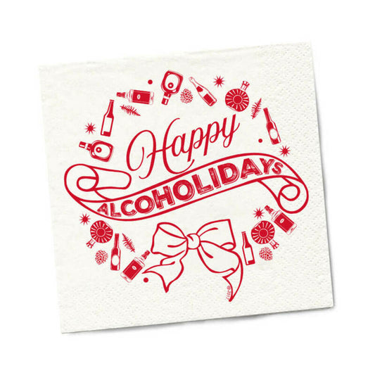 TWISTED WARES - HAPPY ALCOHOLIDAYS NAPKINS 20-PACK