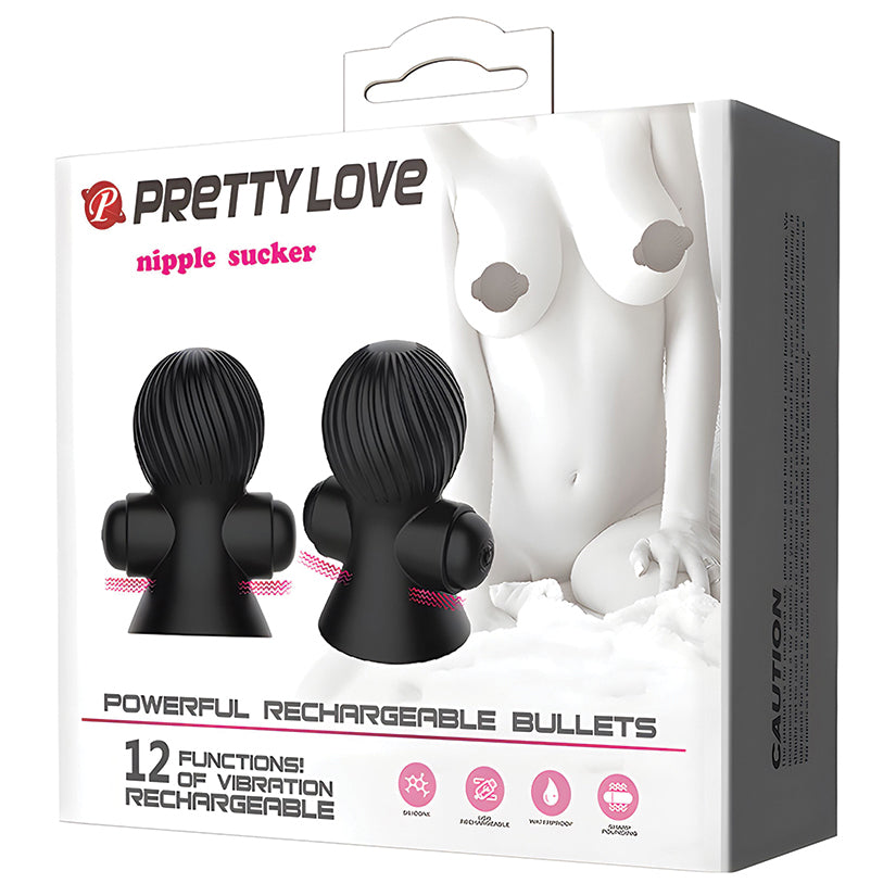 PRETTY LOVE - RECHARGEABLE NIPPLE SUCKERS BLACK