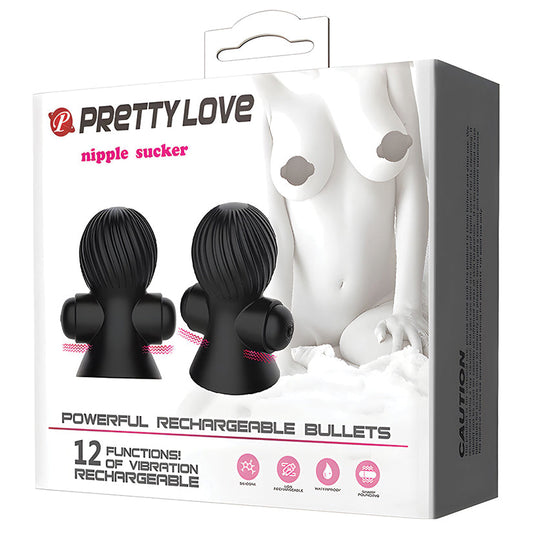 PRETTY LOVE - RECHARGEABLE NIPPLE SUCKERS BLACK