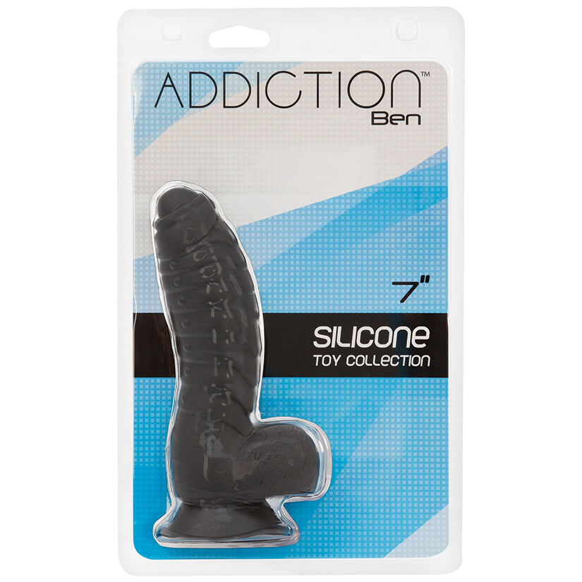 BMS - ADDICTION BEN DILDO WITH BALLS BLACK 7 IN.