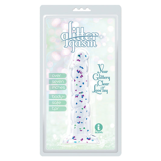 ICON BRANDS - GLITTERGASM DONG AZUL E VERDE COM EFEITO MARMORIZADO 17,8 CM