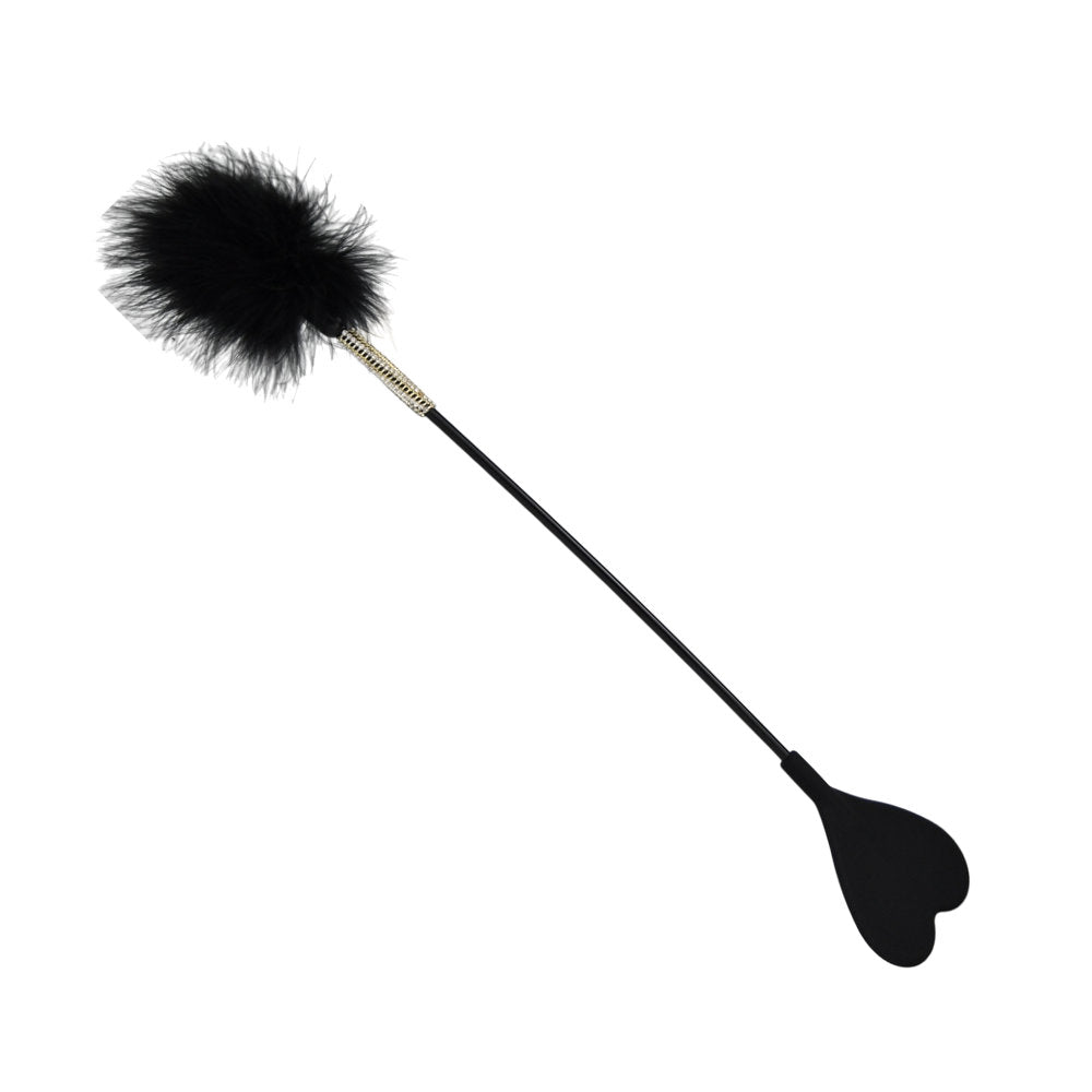 BOUND TO PLEASE - SILICONE HEART SHAPED CROP WITH FEATHER TICKLER
