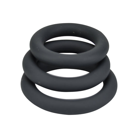 LOVING JOY THICK SILICONE COCK RINGS 3 PACK GREY