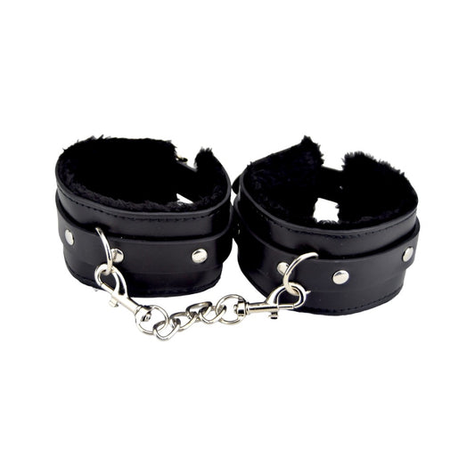 BOUND TO PLEASE - FURRY PLUSH WRIST CUFFS BLACK