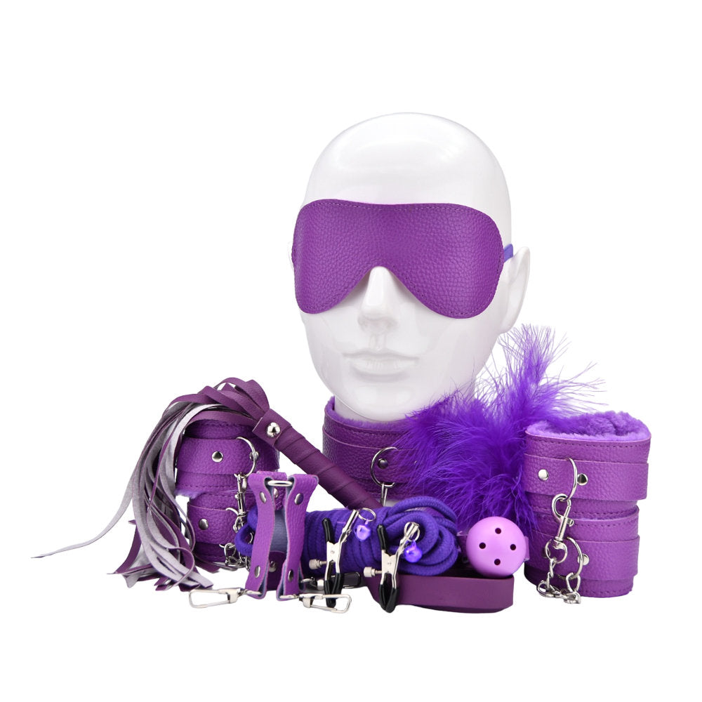 BOUND TO PLAY - BONDAGE KIT PURPLE (11 PIECE)