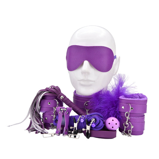 BOUND TO PLAY - BONDAGE KIT PURPLE (11 PIECE)