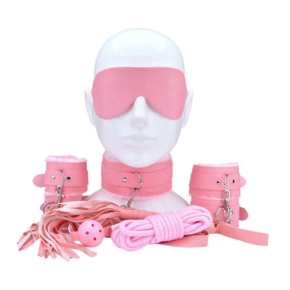 BOUND TO PLAY - BEGINNER'S BONDAGE KIT PINK (8 PIECE)
