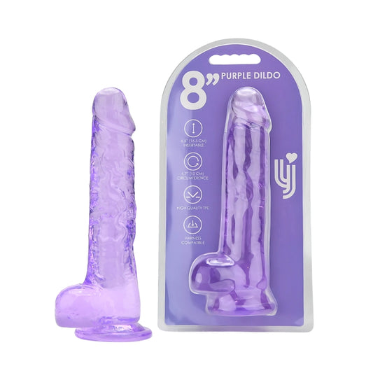 LOVING JOY - 8 INCH DILDO WITH BALLS PURPLE