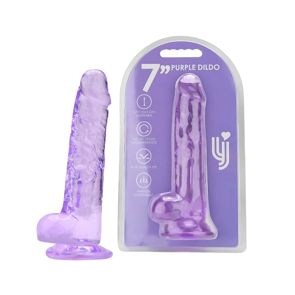 LOVING JOY - 7 INCH DILDO WITH BALLS PURPLE