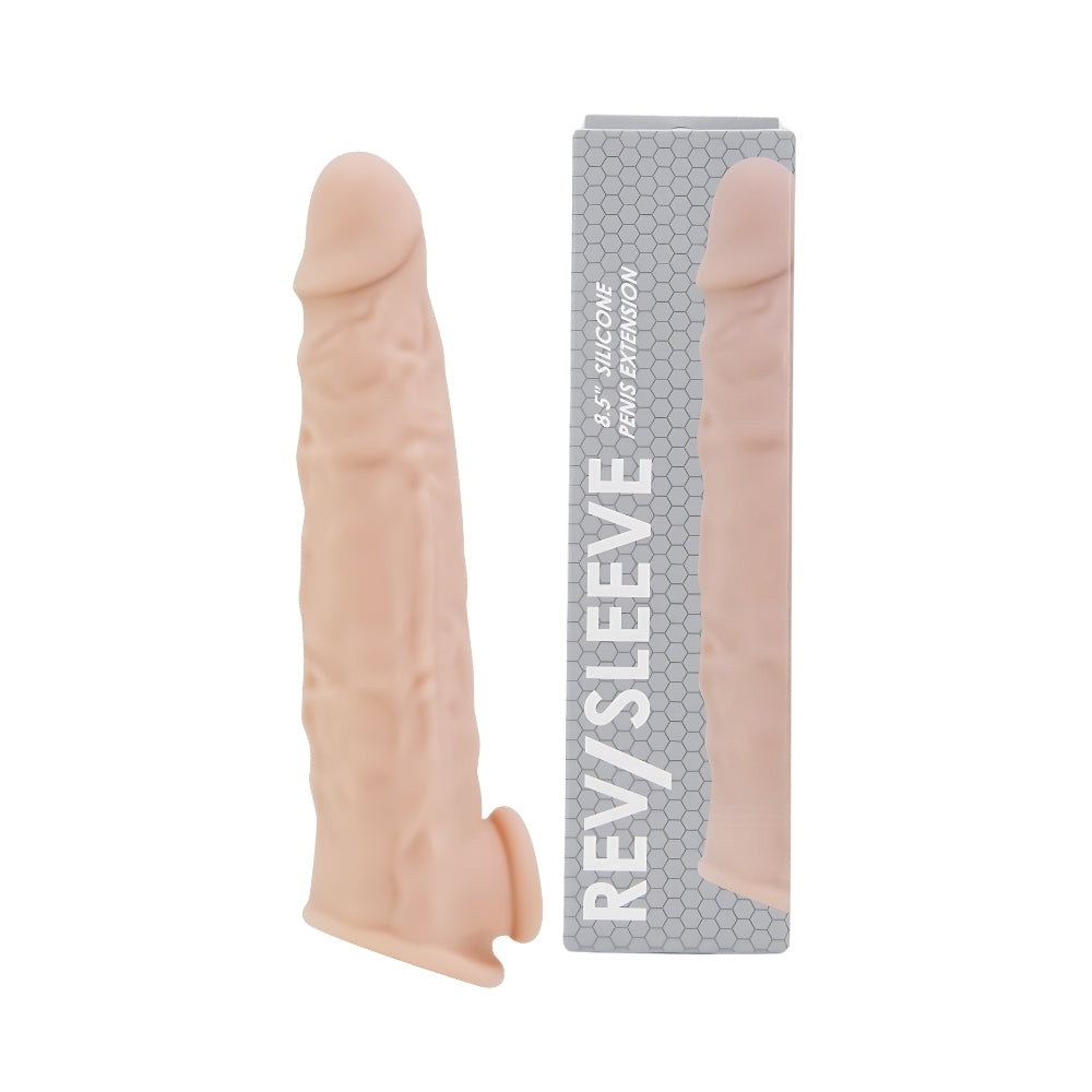 REV-SLEEVES - 8.5 INCH REALISTIC SILICONE PENIS EXTENSION SLEEVE