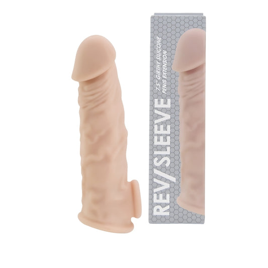 REV-SLEEVES - 7.5 INCH GIRTHY REALISTIC SILICONE PENIS EXTENSION SLEEVE