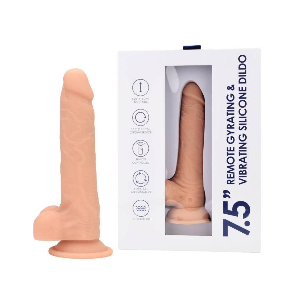 LOVING JOY - 7.5" REMOTE GYRATING & VIBRATING SILICONE DILDO