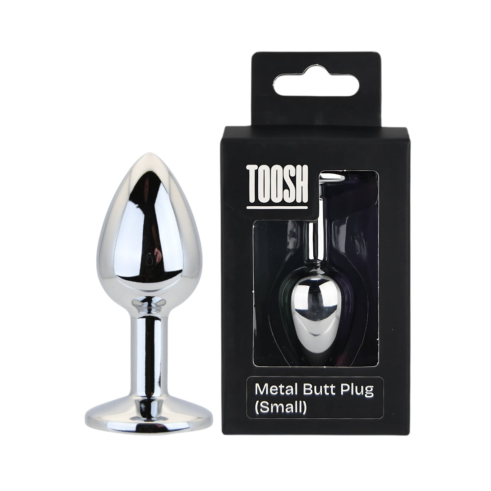 TOOSH - SILVER METAL BUTT PLUG SMALL CLEAR STONE