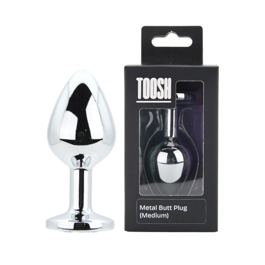 TOOSH - SILVER METAL BUTT PLUG MEDIUM CLEAR STONE