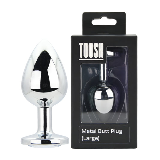TOOSH - SILVER METAL BUTT PLUG LARGE CLEAR STONE