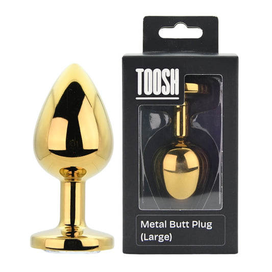 TOOSH - GOLD METAL BUTT PLUG LARGE CLEAR STONE