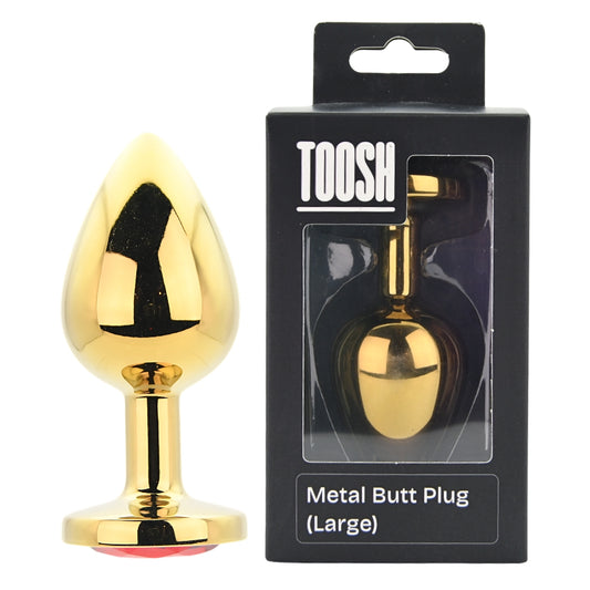 TOOSH - GOLD METAL BUTT PLUG LARGE RED STONE