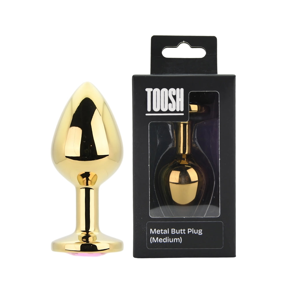 TOOSH - GOLD METAL BUTT PLUG MEDIUM PINK STONE