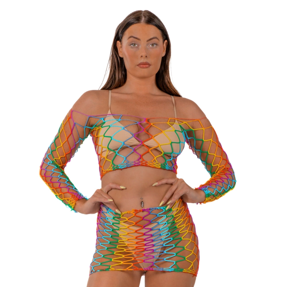LACE - BY LJ RAINBOW CROP TOP AND SKIRT SET