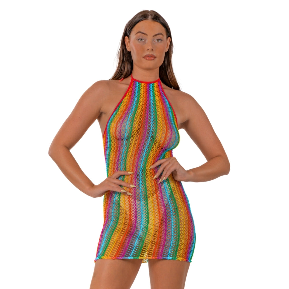 LACE - BY LJ RAINBOW HALTER NECK DRESS