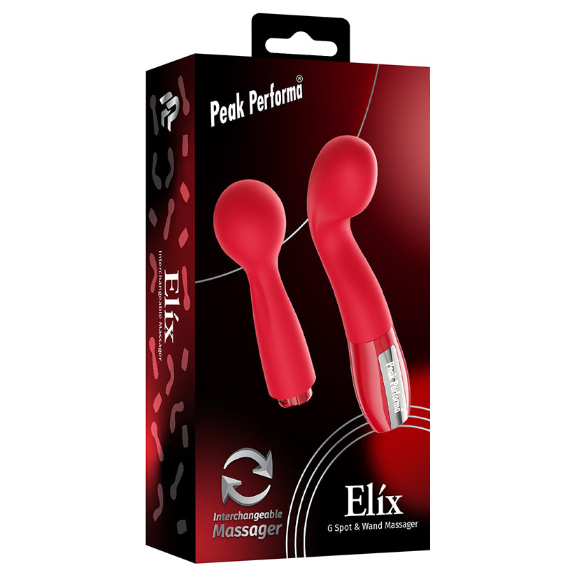 PEAK PERFORMA - MASSAJADOR INTERMUTÁVEL ELIX G-SPOT & WAND VERMELHO